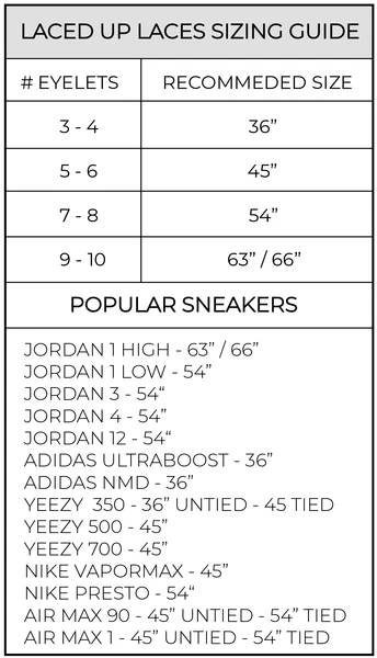 jordan shoelace size chart