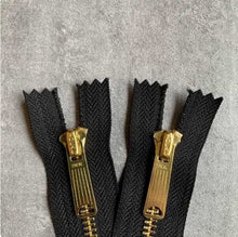 画像をギャラリービューアに読み込む, Ideal Zipper #5 teeth&amp;slider/brass tape/black Open/Closed 30/40/60/70cm
