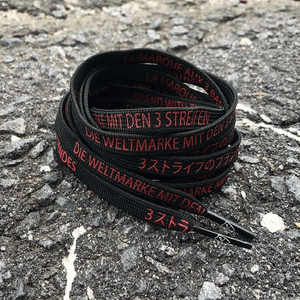 "3 STRIPES" LACES - BLACK/RED 114cm　レースドアップレース